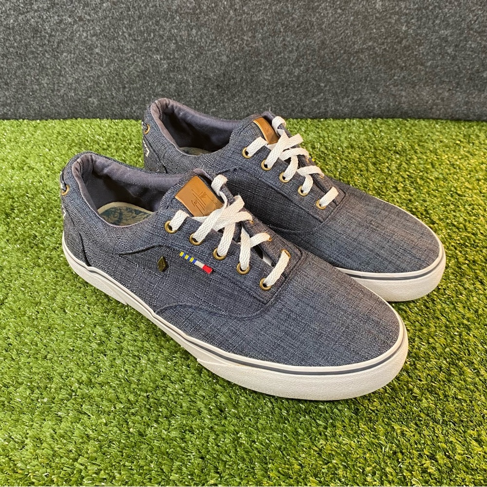 Guy Harvey Boat Sneakers Mens 9 Atlantic Linen Oxford Blue Canvas Comfort